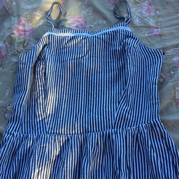 Old Navy Fit and Flare Striped Dress Navy M Tall - Picture 2 of 8